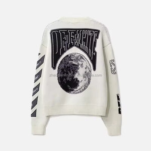 Cardigan ample en tricot intarsia à <span class=keywords><strong>col</strong></span> en <span class=keywords><strong>V</strong></span> pour <span class=keywords><strong>homme</strong></span> ZQ, en <span class=keywords><strong>coton</strong></span> et laine, brodé, pour l'hiver - Product Image 5