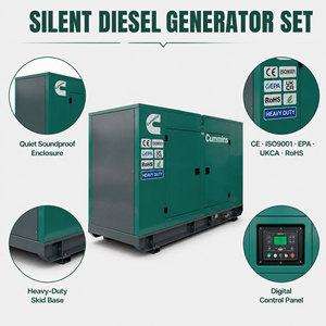 เครื่องกำเนิดไฟฟ้าดีเซลแบบพกพาขนาดเล็ก เงียบ สำหรับใช้งานกลางแจ้ง 12kw 15kw 20kw 30kw พร้อม ATS สองสูบ แรงดันไฟฟ้าคู่ เฟสเดียว - Product Image 2