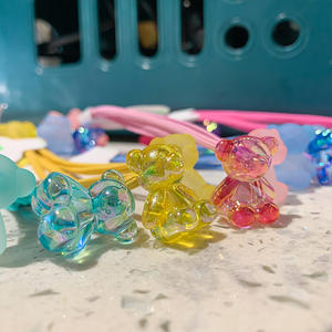 Moda 2 unids/set lindo dibujos animados caramelo oso lazos para el cabello suave cuerda para el cabello accesorios de tela niñas niños estilo dulce diademas de goma - Product Image 2