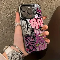 Coque de téléphone anti-chute mate tendance avec motifs graffiti cool pour iPhone 16, 16E, 17, 15, 14, 13, 12, 11 Pro, X, XR, 7, 8 Plus – Vente en gros