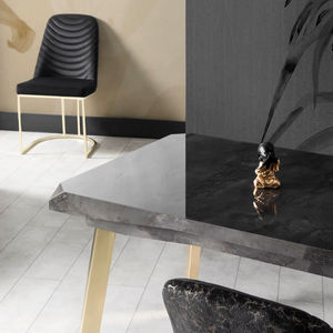 Juego de Mesa de Comedor Rectangular Moderno de Metal con Sillas de Respaldo Sólido para Muebles de Casa o Villa - Product Image 1