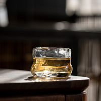 Tasse à thé en verre épaissi, style japonais minimaliste, texture créative effet glace fondue, faite à la main, modèle d'origine Dehua, nostalgique