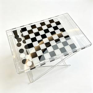 Custom Clear Acrylic Folding <b>Chess</b> <b>Table</b> <b>Chess</b> Clocks Portable Foldable Game Board for Indoor Outdoor Use Modern Design - Product Image 2