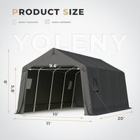 Abri Portable Robuste Entièrement en Acier de 4 x 6 m pour Voiture, Camion, Bateau, avec Évents Anti-Neige, Auvents de Rangement Extérieur