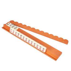 Grands supports de mahjong américains professionnels en bois de 17 pouces avec pousseurs pour tuiles surdimensionnées, design moderne, pour casino et <span class=keywords><strong>poker</strong></span> - Product Image 5