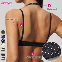 Haut de sport sans dos à imprimé pois de haute qualité Janya, avec logo personnalisé, pour la course, la gym, le fitness, soutien-gorge de yoga, soutien-gorge de sport pour femme