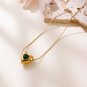 Collar de Moda Moderno, Chapado en Oro de 18K, Acero Inoxidable 304, con Circonita en Forma de Corazón, Cadena de Clavícula con Cristales de Colores para Mujer - Product Image 1