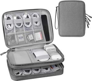 Échantillon gratuit sac organisateur de câble de voyage, étui d'accessoires électroniques sac de rangement de câble portable à double couche pour cordon - Product Image 1