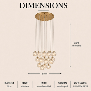 Decorative Vertical Group Crystal <b>Globe</b> Pendant Chandelier For Villa Staircase Lobby Duplex Building Decoration - Product Image 3