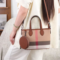 Großhandelsprodukte Chinesische Trendige Handtaschen für Frauen Luxuriöse Karierte Tragetasche Schulter-Crossbody-Tasche aus Jute