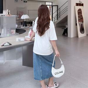 Happy Hut Camiseta de manga corta con cuello redondo para mujer, talla grande, corte holgado, mezcla de algodón, top informal para uso diario N8139 - Product Image 1