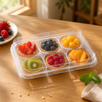 Boîte à gâteau carrée jetable personnalisée à 6 compartiments, modèle DT-737, avec couvercle, pour pain, desserts, pâtisserie, emballage alimentaire transparent en plastique PET