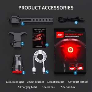 Luces Traseras Inteligentes para Bicicleta A09, Luces de Advertencia Recargables para Bicicleta de Carretera y Montaña, Equipo de Ciclismo - Product Image 6