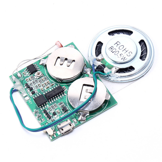 Recordable Sound Module Push Button/Light Control Activated 8M Capacity Micro USB Cell Powered for DIY Audio Music Greeting Card