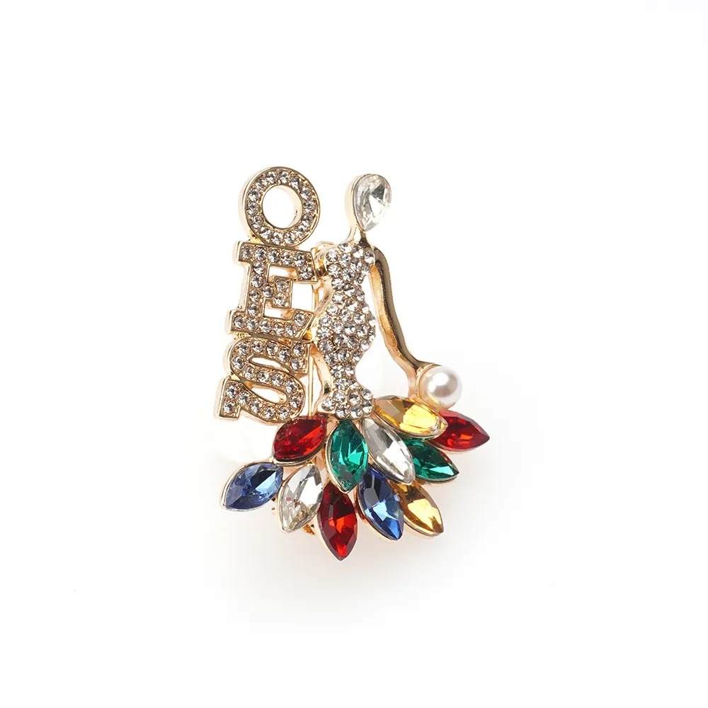 Fashion Jewelry OES Women Rhinestone Easter Brooches Order Of The Eastern Star Girl Mermaid Brooch Pin