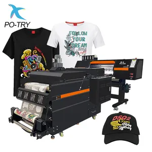 PO-TRY 60 सेमी हीट ट्रांसफर फिल्म प्रिंटिंग मशीन 2 i3200 प्रिंट हेड dtf प्रिंटर