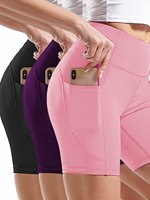 Shorts de sport personnalisés pour femmes avec poches, taille haute, effet ventre plat et rehaussement des fesses, pour la course, le fitness, le yoga et la gym