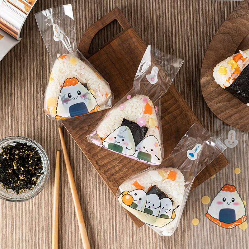 Custom Printed Disposable OPP Plastic Triangle Rice Ball Bento Bag