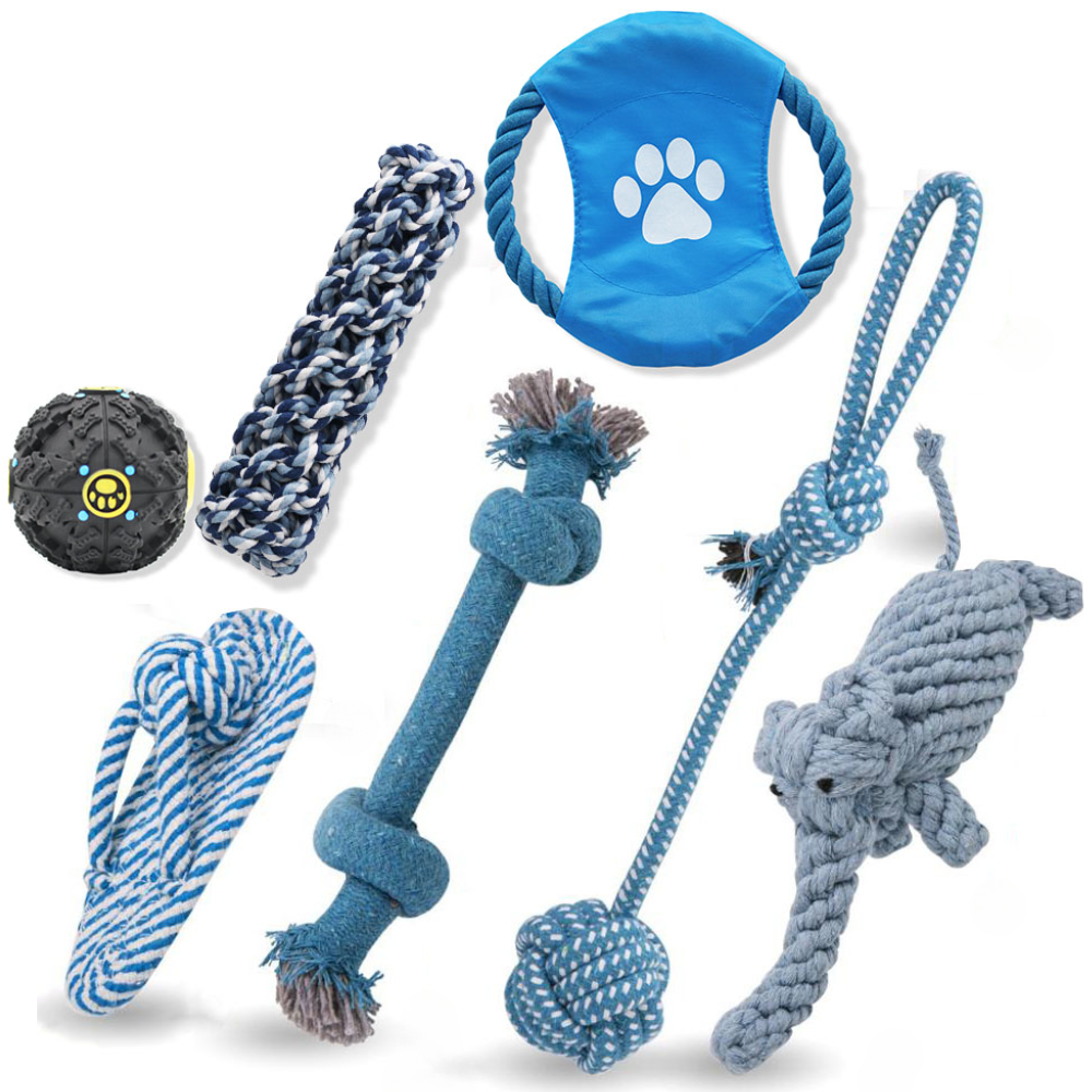 Jouet en corde 7 paquets (bleu)