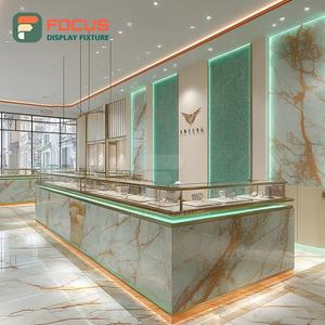 Luxury Premium Jewelry Retail Fixtures Wood <b>Frame</b> Mall Counter Jewelry Cabinet - Product Image 4