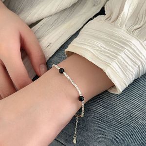 รุยไท่ S925 สร้อยคอเงินแท้ประดับลูกปัด ชุดสร้อยคอประดับไหล่ เครื่องประดับสำหรับใส่ทุกวัน เงิน 925 ลูกปัดสีดำ ดีไซน์เรียบง่าย - Product Image 3