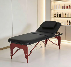 Foldable Massage Table Adjustable Backrest Wooden Frame <b>Portable</b> Therapy <b>Bed</b> for Salon Hotel Clinic - Product Image 1