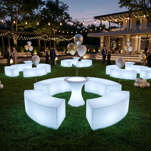 Juego de Muebles para Cafetería y Restaurante, Lujoso Juego de Comedor <span class=keywords><strong>con</strong></span> Iluminación LED, Asientos de Plástico, Sofá, Mesa y Sillas para Restaurante - Product Image 3