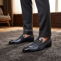 Herren Echtleder-Slipper mit Brogue-Muster und Elastischem Band, Formelle Business-Slipper für Hochzeit, Büro & Feiern