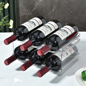 Portabottiglie per vino in plastica per frigorifero, ripiano di conservazione per bevande con una birra impilabile, luce moderna di lusso sostenibile, trasparente creativo - Product Image 5