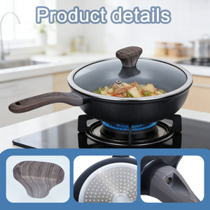 Nueva Sartén Wok Profunda de 28 cm para Cocina, Venta Directa de Fábrica, Personalizada, Antiadherente, de Aleación de Aluminio, con Revestimiento de PTFE y Tapa de Vidrio - Product Image 5