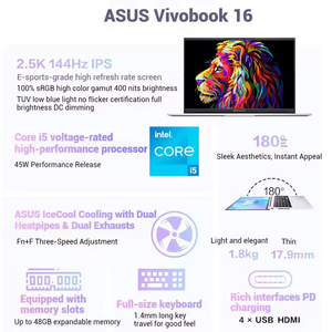 แล็ปท็อปธุรกิจ <span class=keywords><strong>Vivobook</strong></span> ขนาด 16 นิ้ว รุ่นมาตรฐาน Intel <span class=keywords><strong>Core</strong></span> รุ่นที่ 13 I5/<span class=keywords><strong>I7</strong></span>/I9 แรม 16GB หน้าจอ 2.5K  SSD 1TB พร้อมปลั๊ก EU ภาษาอังกฤษ - Product Image 2