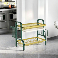 Égouttoir à vaisselle double niveau en acier pour cuisine, support pour baguettes et planches à découper en bambou, installation sur pied, facile à nettoyer