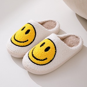 Automne femmes mignon sourire visage intérieur maison pour pantoufles à la mode coton chaud avec peluche doux Massage heureux conception floue - Product Image 5