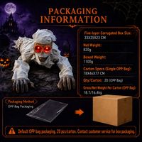 Momia Reptante de Halloween Animada Eléctrica Activada por Voz con Ojos LED Rojos Brillantes y Sonido de Terror 106cm