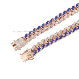 สร้อยคิวบาแบบสองสีขนาด 13 มม. สไตล์ฮิปฮอปแบบปรับแต่งได้สำหรับผู้ชาย - Product Image 3