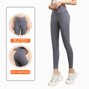 OEM Pantalon de yoga serré tricoté d'entraînement taille haute personnalisé sans couture Leggings solides de yoga pour le fitness - Product Image 2