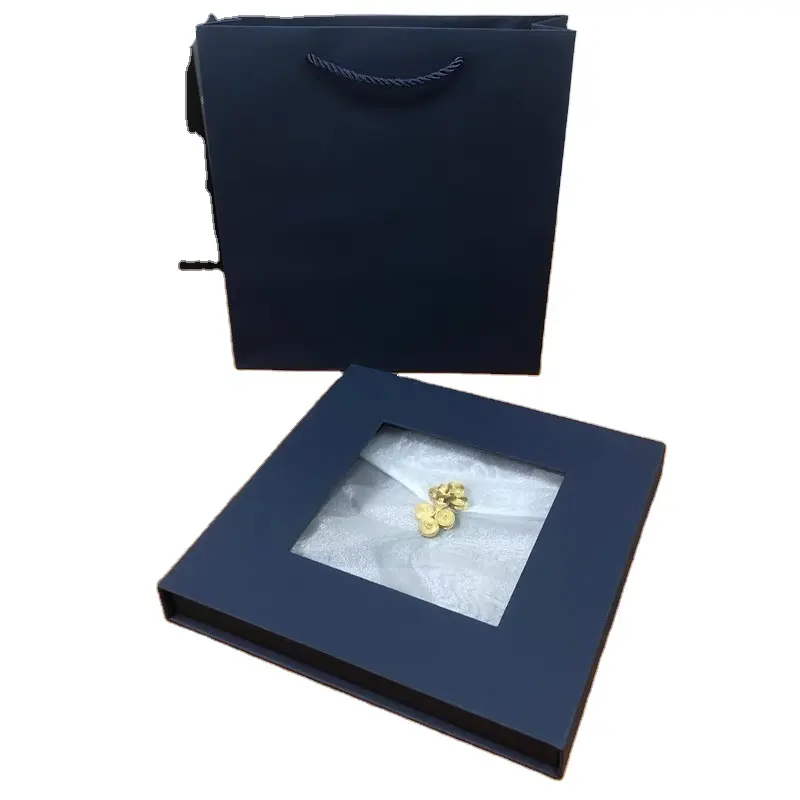 अंडरवियर कपड़ों के लिए पीवीसी विंडो के साथ लक्जरी ब्लैक पेपर गिफ्ट बॉक्स ढक्कन और बेस साबुन बॉक्स पैकेजिंग