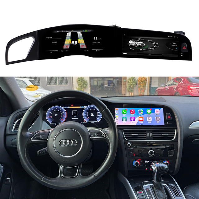 24.6" Car Media Player & Digital Instrument Cluster Wireless CarPlay for Audi A4/S5/A4L 2009-2016 Non-destructive Installation