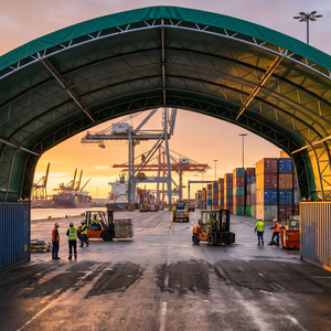 Abri de conteneur arqué personnalisé, grande portée, imperméable et ignifuge, pour la logistique portuaire, le stockage de marchandises et le stationnement de voitures - Product Image 6