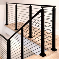 Nouveau design Reilbu Rampe de câble extérieure noire Main courante d'escalier de pont Design moderne pour balcon et terrasse