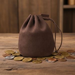 Trendy Drawstring Leather Coin Pouch <b>Cute</b> Vintage Multi-functional Portable Daily Use Coin <b>Purse</b> - Product Image 2
