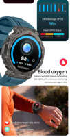 Nouvelle montre connectée HT52, 1000 mAh, boussole, grand écran de 1,56 pouce, lampe torche LED, suivi sportif, suivi du sommeil, fréquence cardiaque, étanche IP68