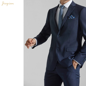 Abito da Uomo su Misura in Misto Lana Blu Navy |   Abito da sposo slim fit a due pezzi per lo sposo |   Abbigliamento Professionale su Misura per il Business - Product Image 2