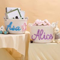 Panier de rangement en corde de coton Uionen DIY avec nom anglais pour les jouets, livres et magazines des enfants