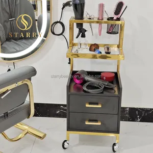 versandfertiger ganzer verpackter goldener haar-salon-trolley-wagen friseur-trolley für schönheitssalon