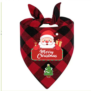 Pañuelo Navideño para Perro con Estampado a Cuadros, Diseño de Papá Noel y Reno, Bufanda de Invierno para Mascotas, Accesorio para la Saliva - Product Image 2