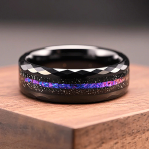 โอปอลฝังแหวนแต่งงานสุดหรูของขวัญแต่งงานหรูหราสำหรับผู้หญิงผู้ชายแหวนโรแมนติกไม่ซ้ำใครแหวนทังสเตนสีดำสำหรับผู้ชาย - Product Image 3