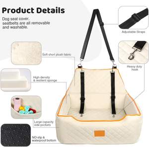 Asiento de coche de lujo personalizado para perros, elevador para mascotas, cama de viaje impermeable para perros, transportador de mascotas de seguridad con asa para gatos, OEM disponible - Product Image 6