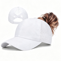 Gorra de béisbol para mujer con diseño de coleta cruzada, de secado rápido, con malla perforada a láser, estilo camionero, ajustable, transpirable, para deportes, running y golf.