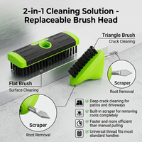 Outil 2-en-1 robuste pour éliminer les mauvaises herbes et les algues, brosse à désherber pour pavés et terrasses avec grattoir, vente en gros OEM